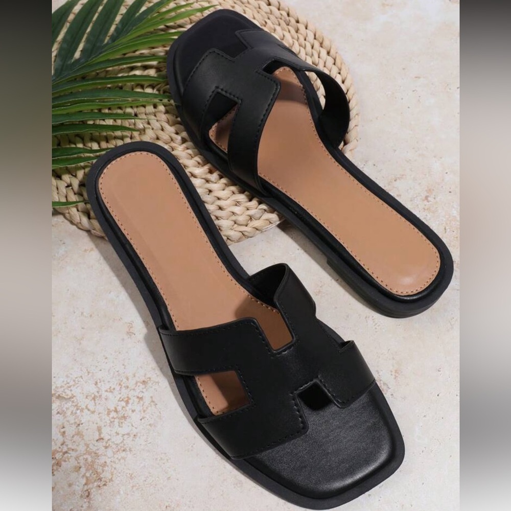 Black H Sandals